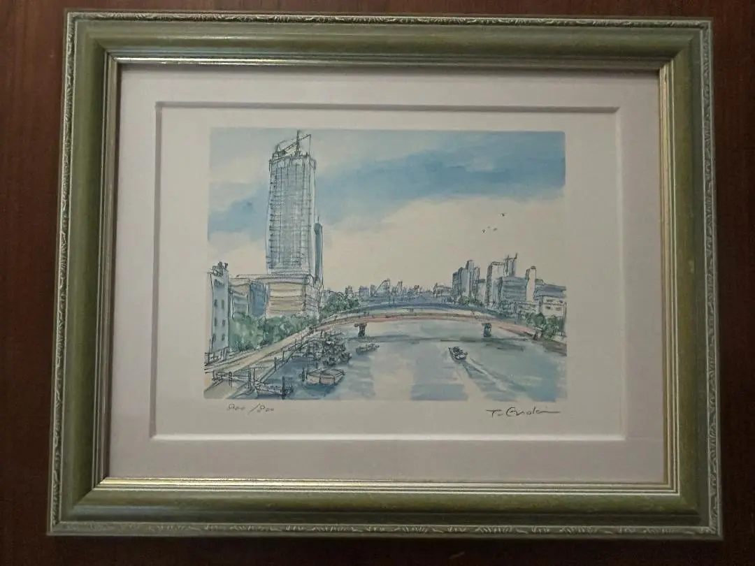 榎木孝明　版画　クアラルンプール　サイン入り 真作/榎木孝明/「東京タワー」/リトグラフ/約3号/額装品/直筆
