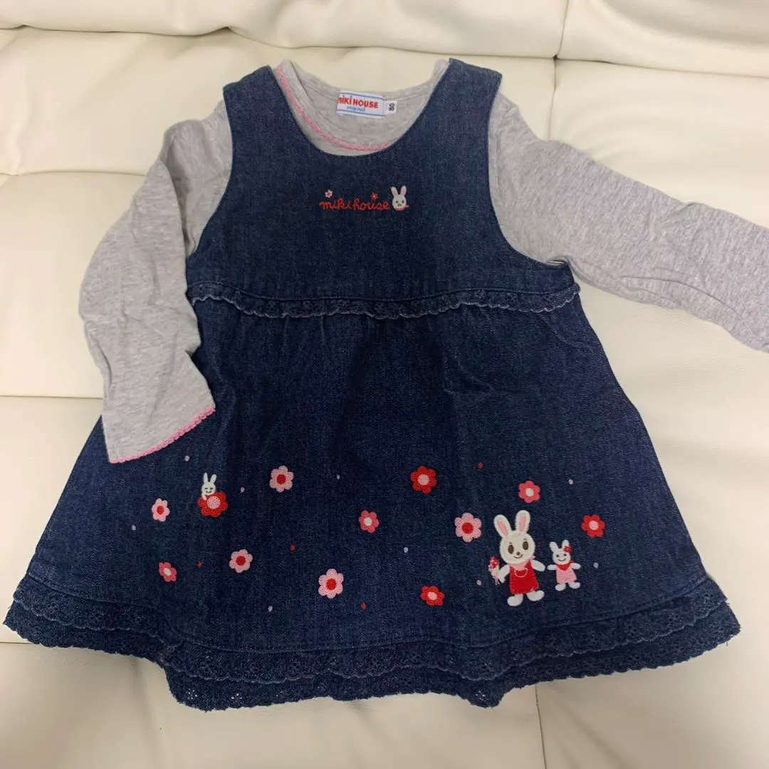 Thumbnail of Mikihouse Denim Jumper Skirt 80, Excellent Condition