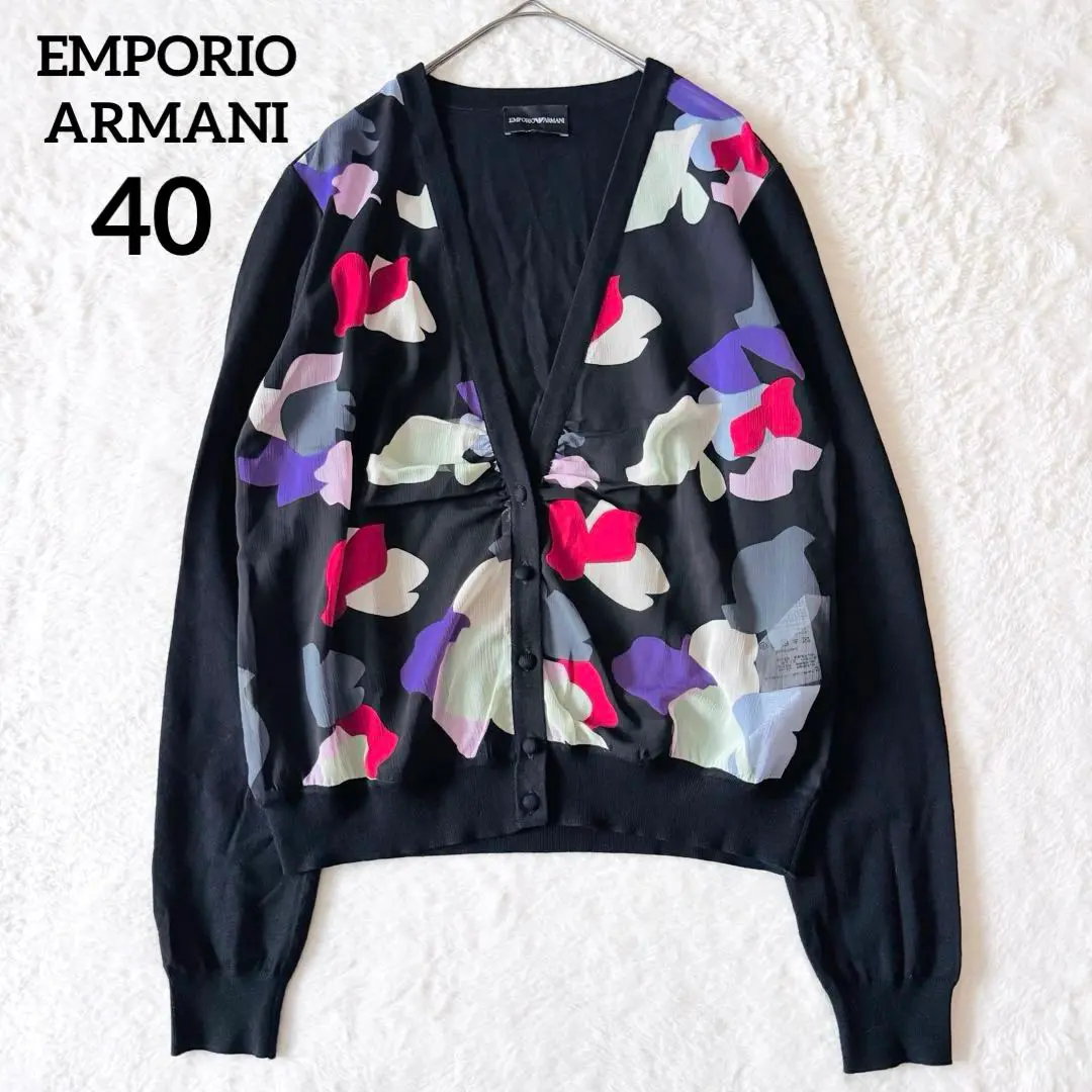 EMPORIO ARMANI カーディガン 40(M位) 黒 【古着】