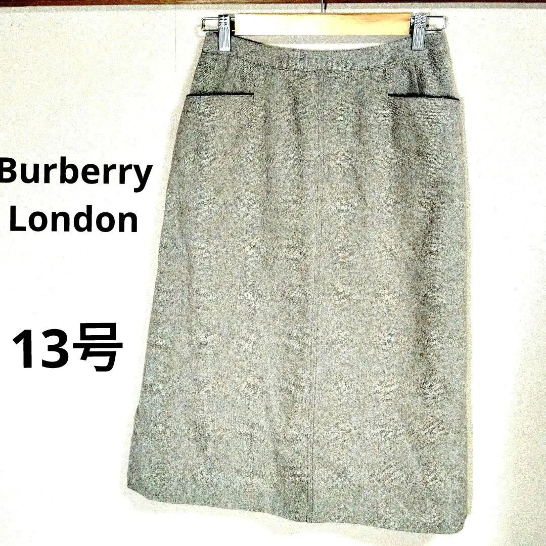 Thumbnail of Burberry London Charcoal Tight Skirt with Front Pockets, Size 13