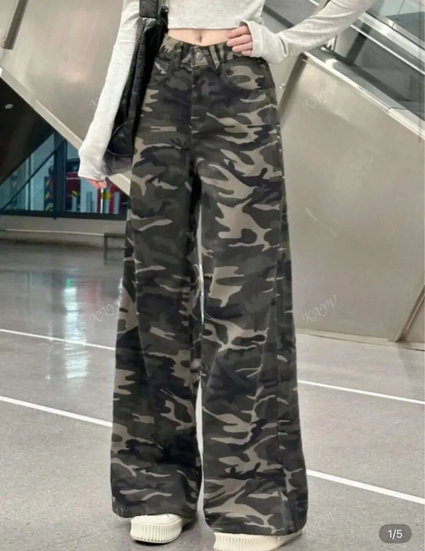 Thumbnail of Camouflage Wide Denim Pants