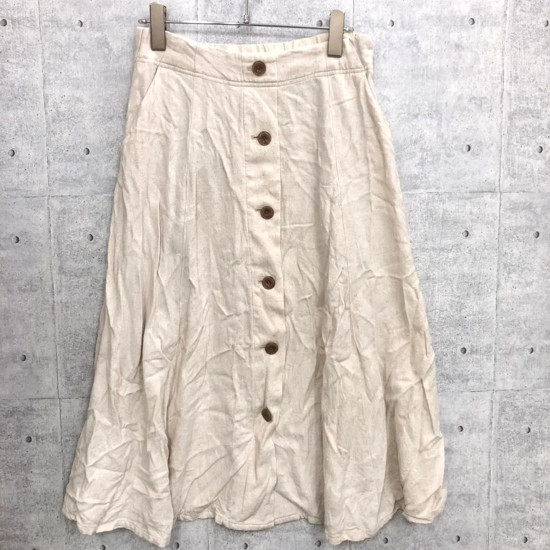 Thumbnail of MELROSE CLAIRE Vintage Front Button Design Flare Long Skirt