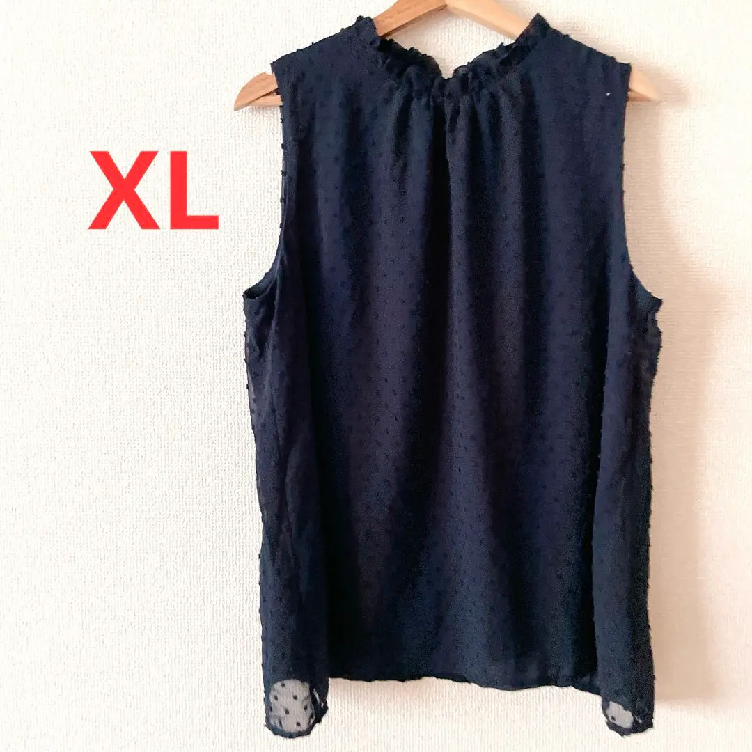 Thumbnail of One of a kind ⭐️ Navy 【XL】 Dot Pattern Sleeveless Top Vintage