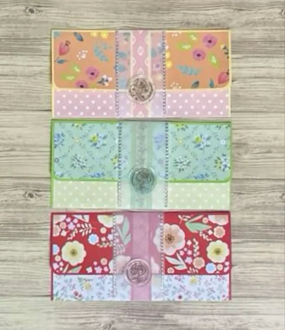 ［紅包袋⑦］鈔票免摺疊紅包袋 花紋 3枚 的縮圖