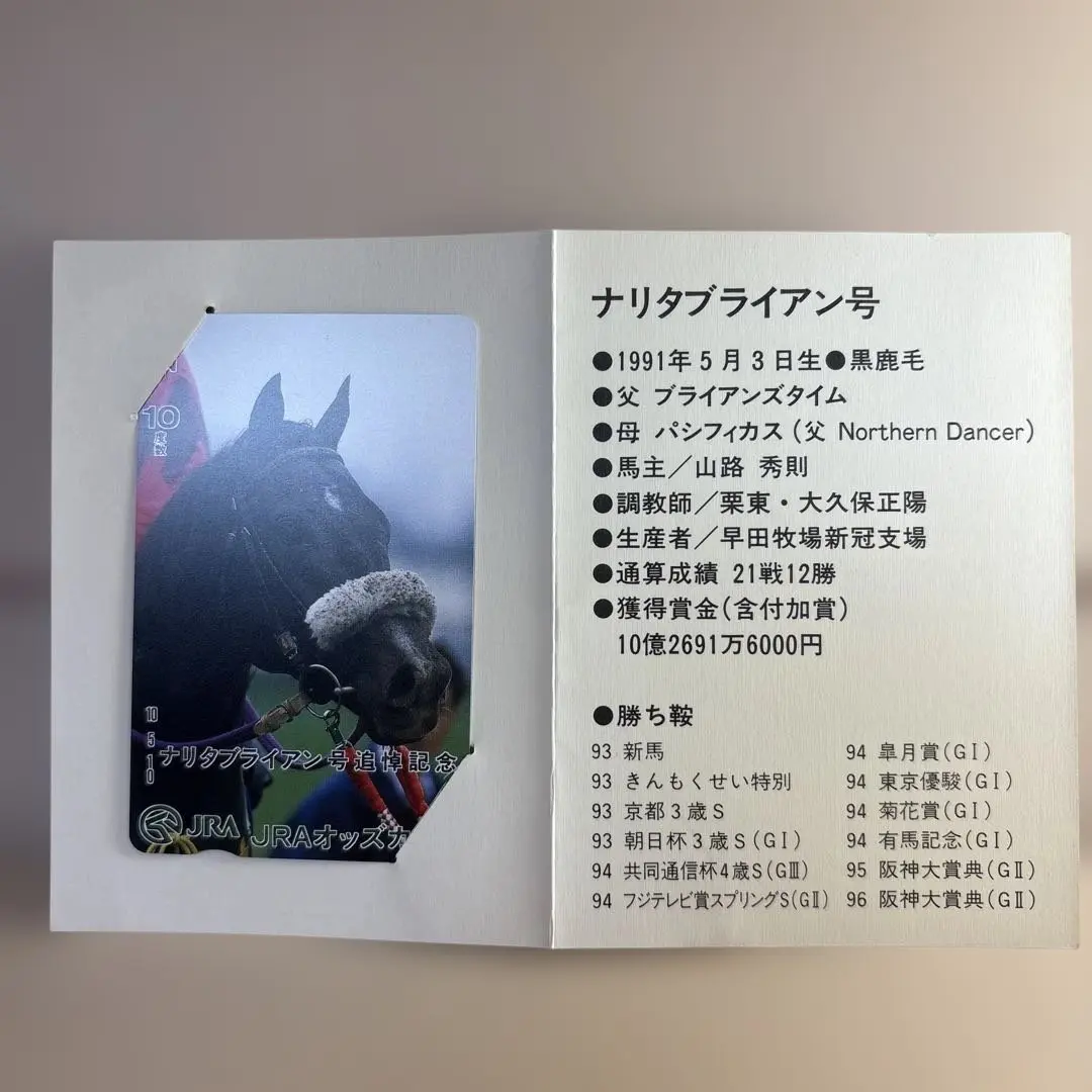 【激レア】関係者のみ配布ナリタブライアン 追悼記念Tカード 2025年最新】JRA オッズカード ナリタブライアンの人気