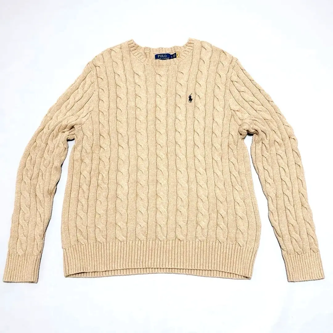 Thumbnail of Current QR tag: Polo Ralph Lauren long-sleeved cable knit cotton beige L