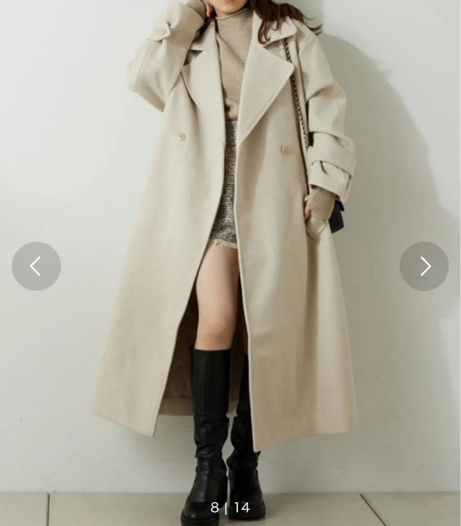 Thumbnail of Chico Over Long Coat with Waist Belt - Ivory