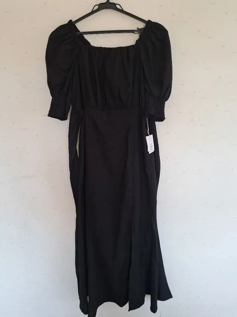 Thumbnail of Nice Claup Black Puff Sleeve Long Dress, New with Tags