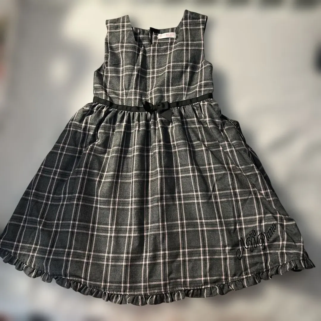 Thumbnail of Sleeveless dress, 100cm, gray and pink check