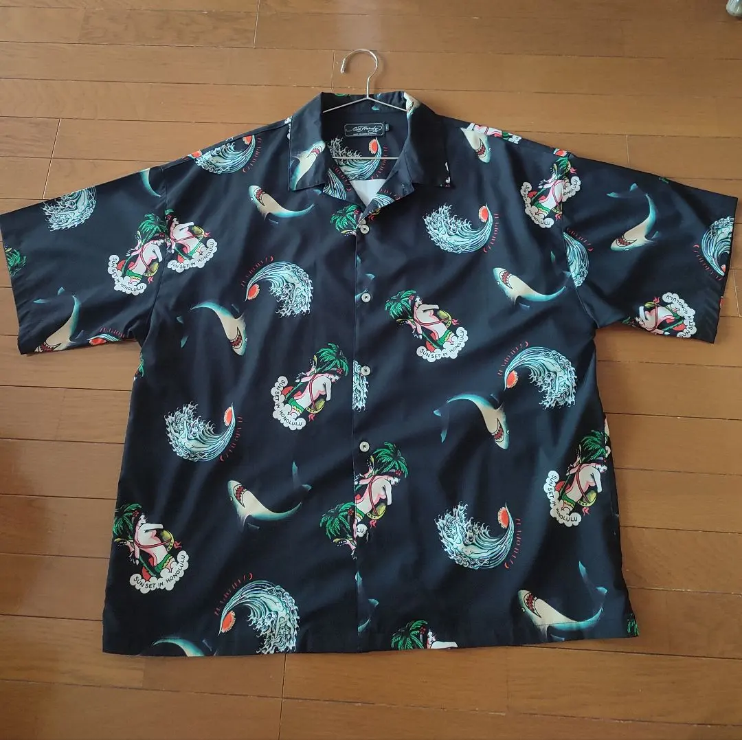 Thumbnail of Ed Hardy Hawaiian Shirt, Size L, Black, Rageblue Collaboration