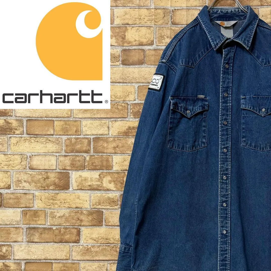 Thumbnail of Carhartt Long Sleeve Denim Shirt Patch Western Big Silhouette American Flag