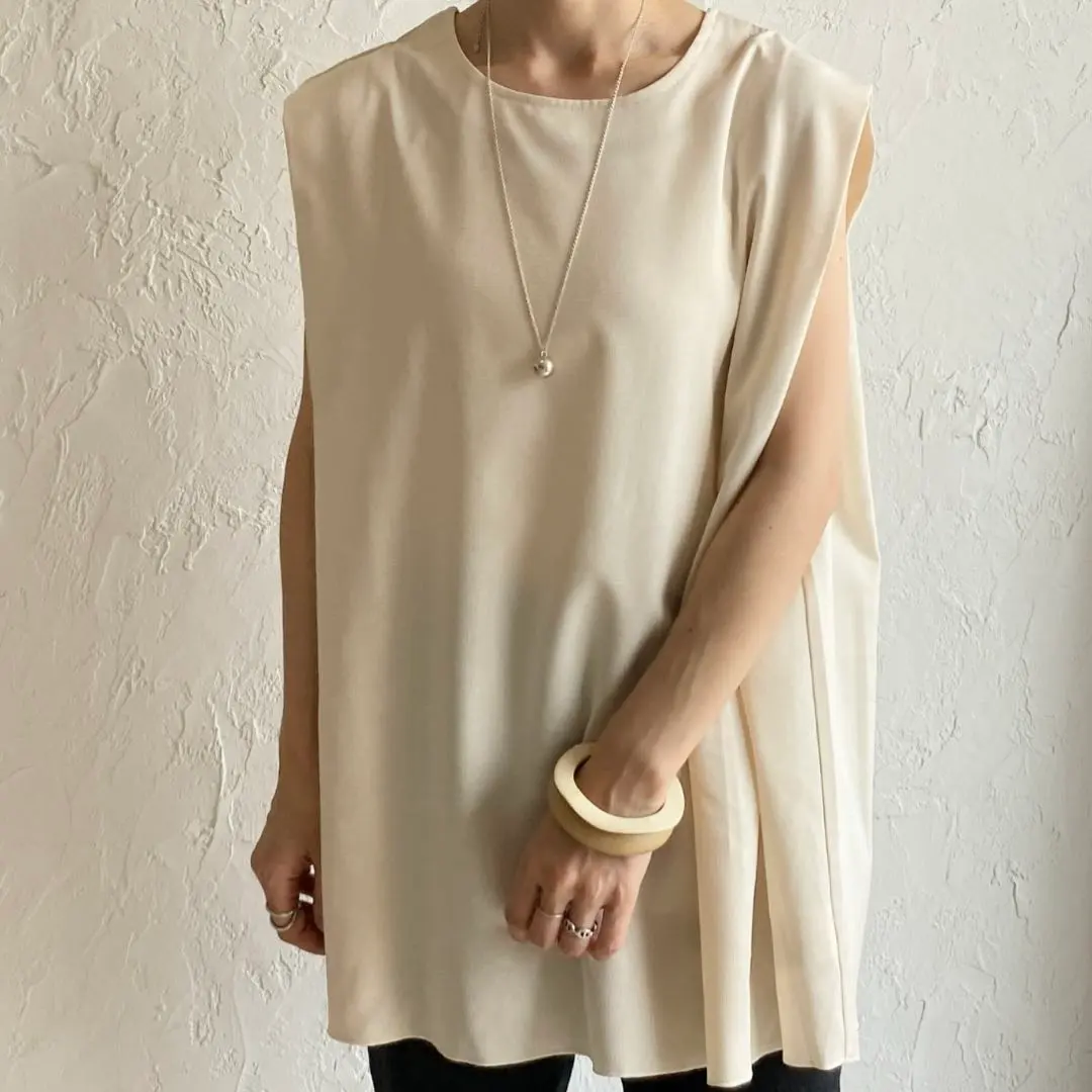 Thumbnail of Back Open Shoulder Tuck French Sleeve Flare Tunic Blouse