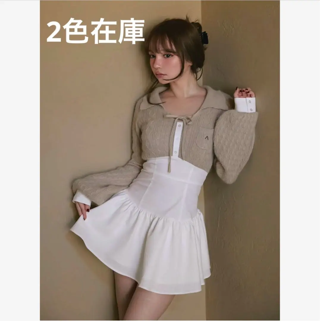 アンドマリー Tess blouse mini dress ベージュ　正規品 Tess blouse mini dress
