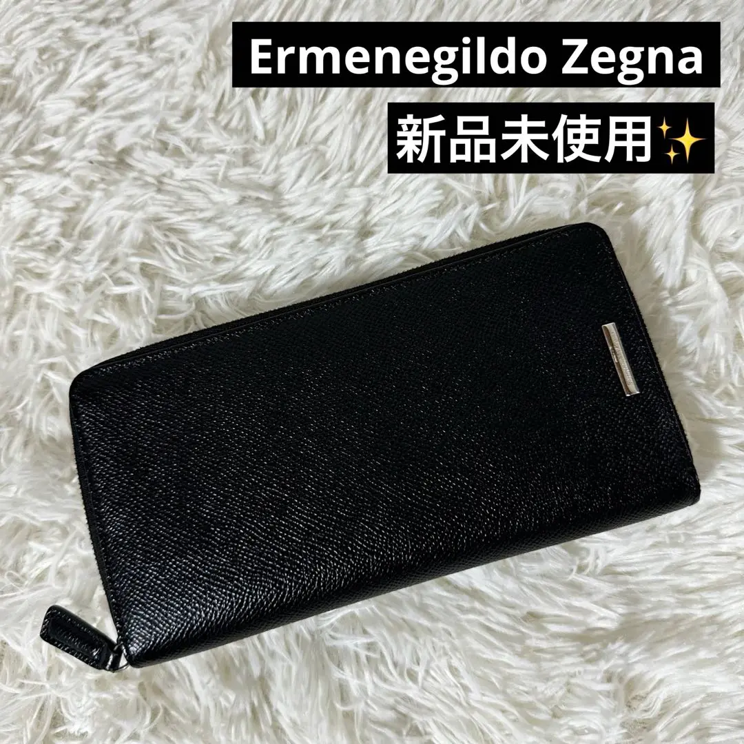 ゼニア　長財布　黒 超美品 Ermenegildo Zegna エルメネジルド ゼニア レザー長財布