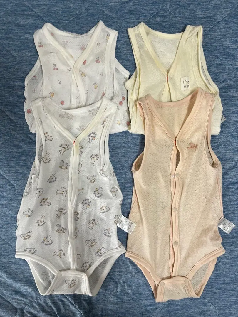 Thumbnail of Akachan Honpo Soft Mesh Rompers - Set of 4 - Front Opening