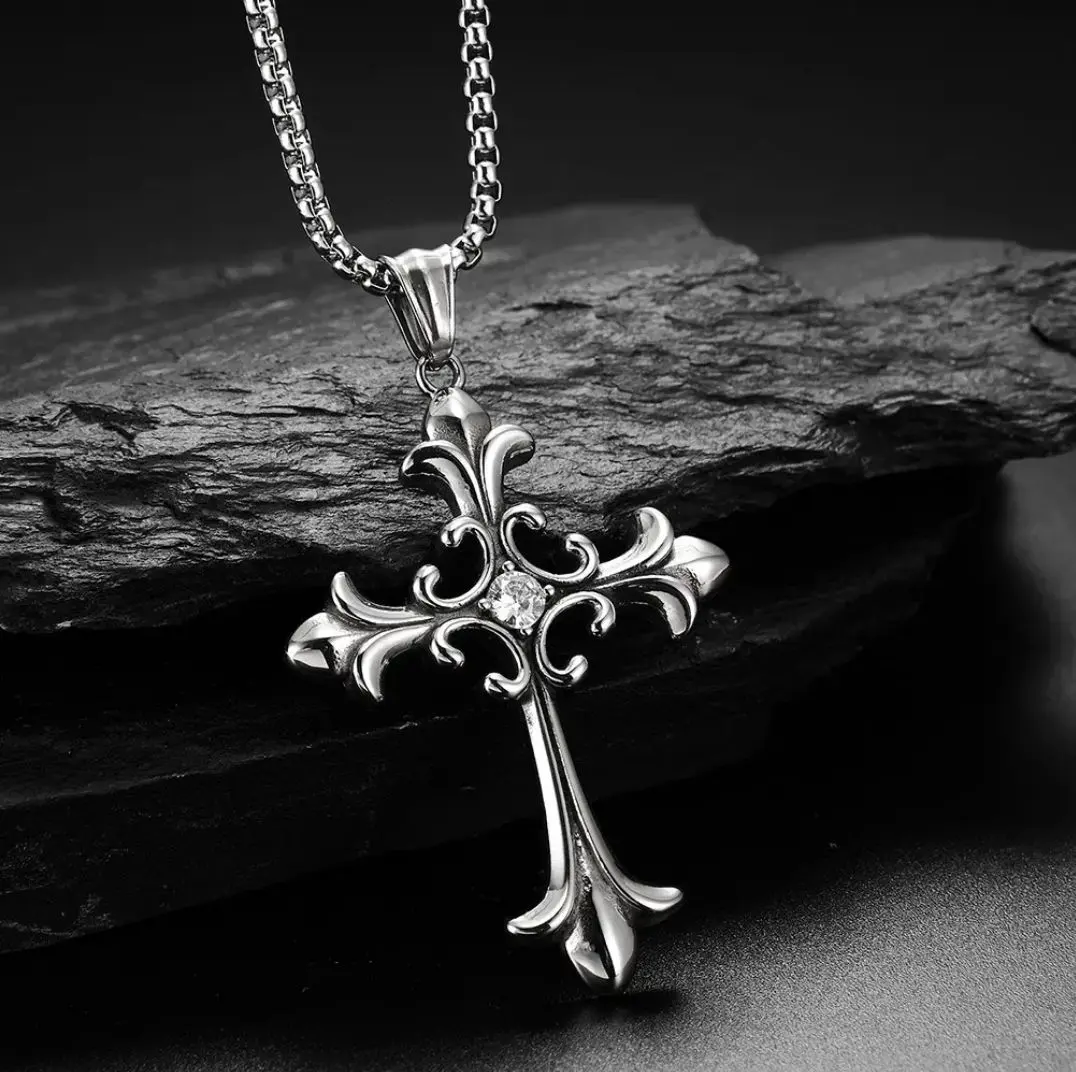 Thumbnail of Cross Silver Necklace Pendant Men's Accessories Cross Rock