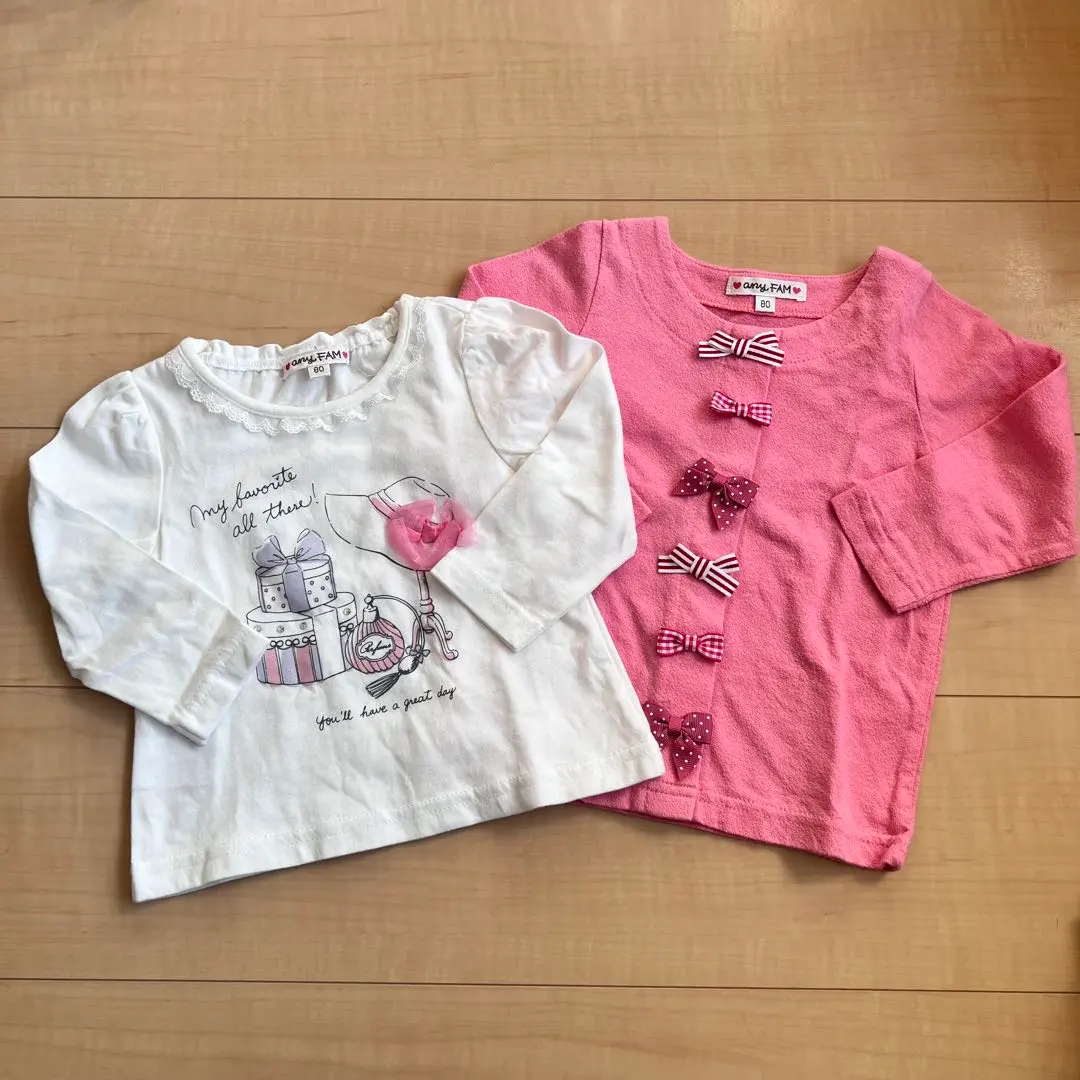 Thumbnail of any FAM Long Sleeve T-shirt and Cardigan Set 80cm Long T-shirt Pink