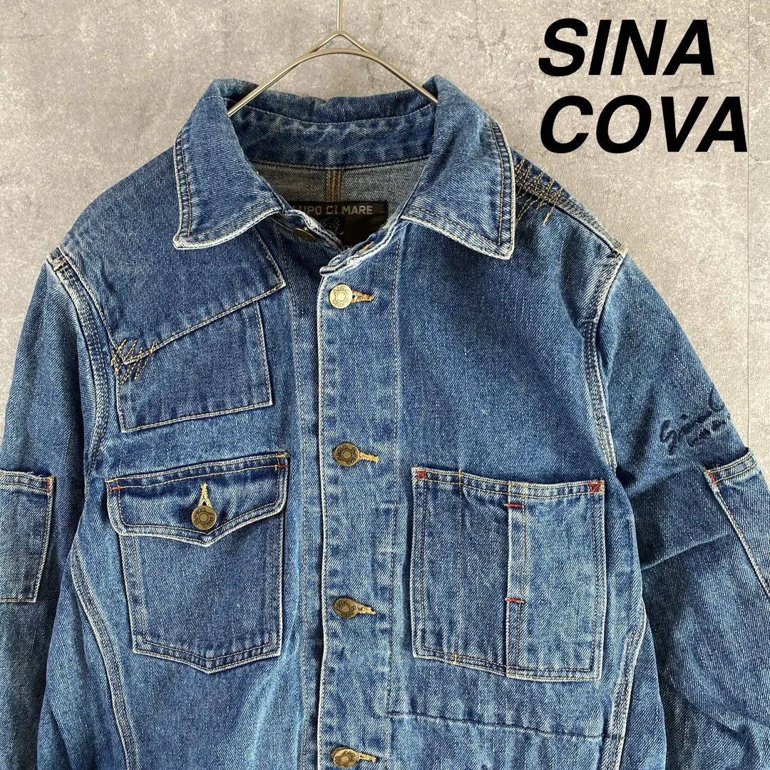 SINACOVA / 船長 刺繍 ワッペン デニム ジップ ジャケット ブルゾン SINACOVA / 船長 刺繍 ワッペン デニム ジップ ジャケット