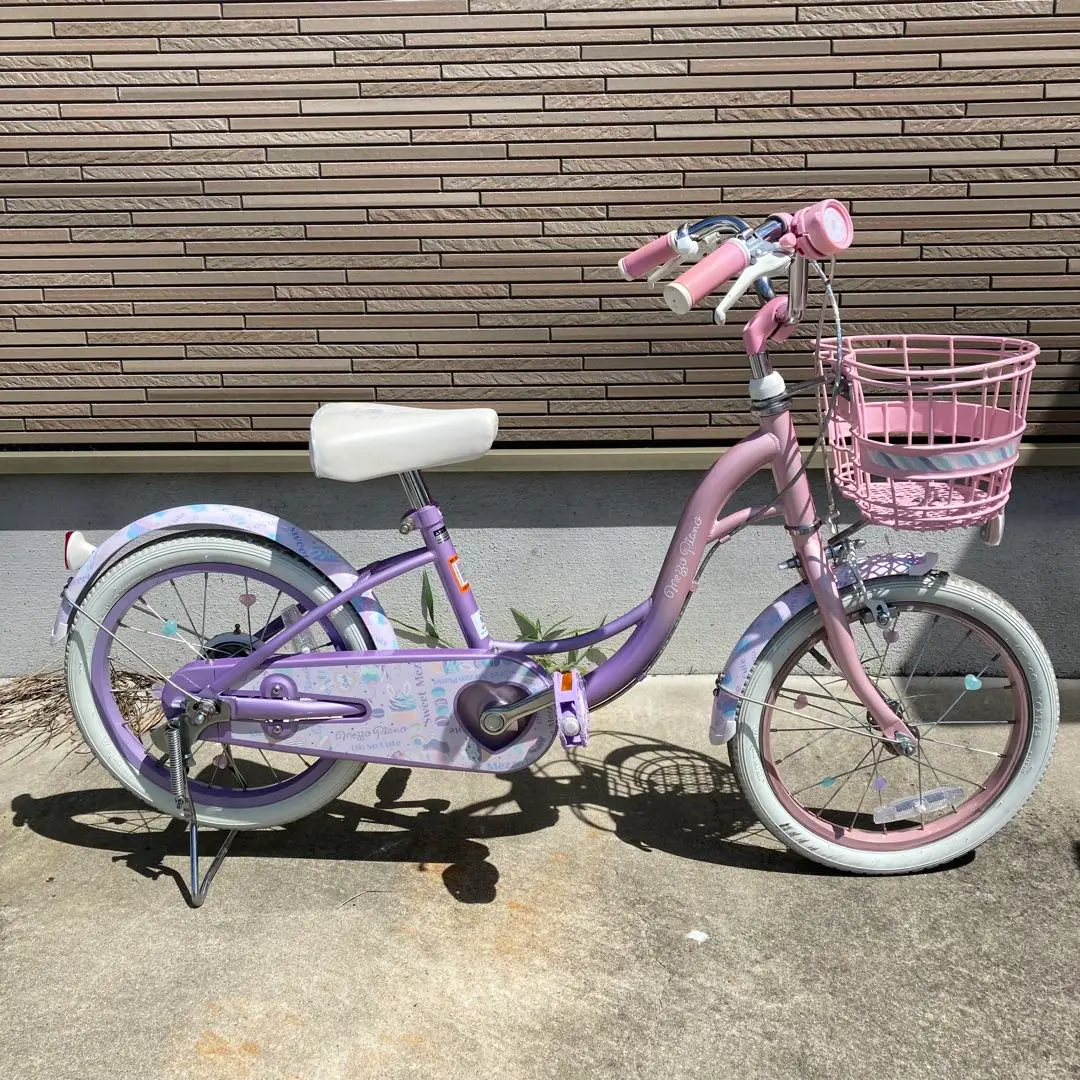 あさひサイクル　メゾピアノ　１６インチ自転車　スタンド補助輪、舵取りハンドル付き あさひ メゾピアノ自転車16インチ 補助輪、各書類全て有り