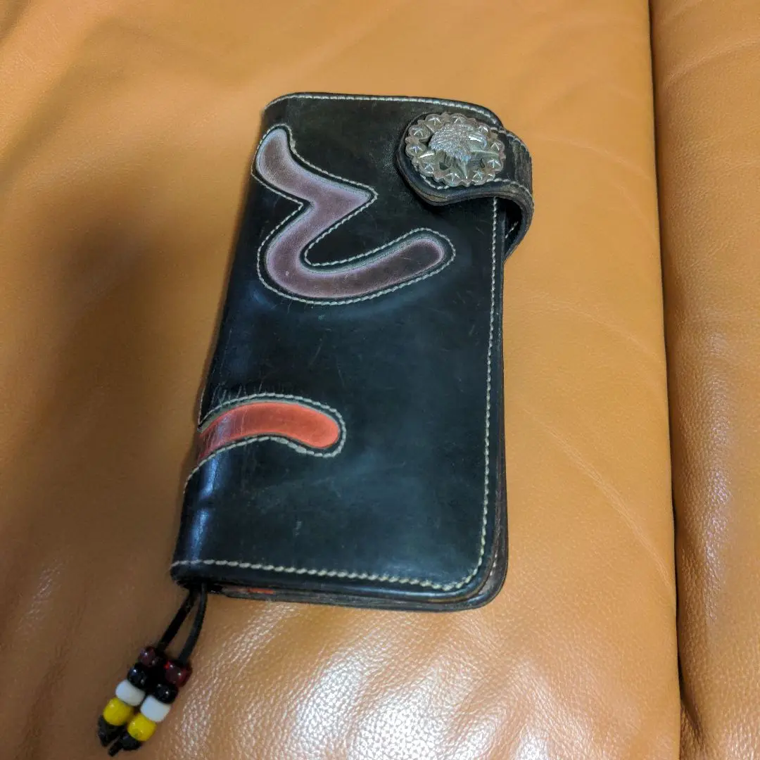 EVISU エヴィス ど根性 ウォレット ミディアム レザー 財布 インディゴ EVISU エヴィス ど根性 ウォレット ミディアム レザー 財布