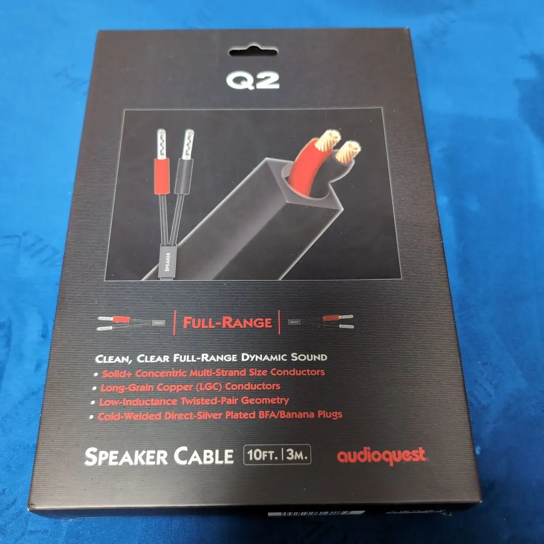 【新品、未使用】 AudioQuest Q2 3m 完成品 美品 audioquest - Q2 スピーカーケーブル 3m1本（裸線仕様