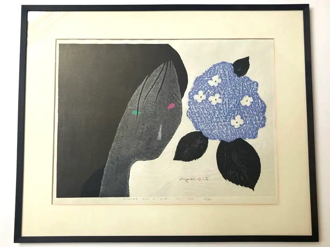 斎藤清　木版画　「文楽」オリジナル作品 斎藤清 「文楽」 木版画 直筆サイン 印 真作保証 現代木版画の