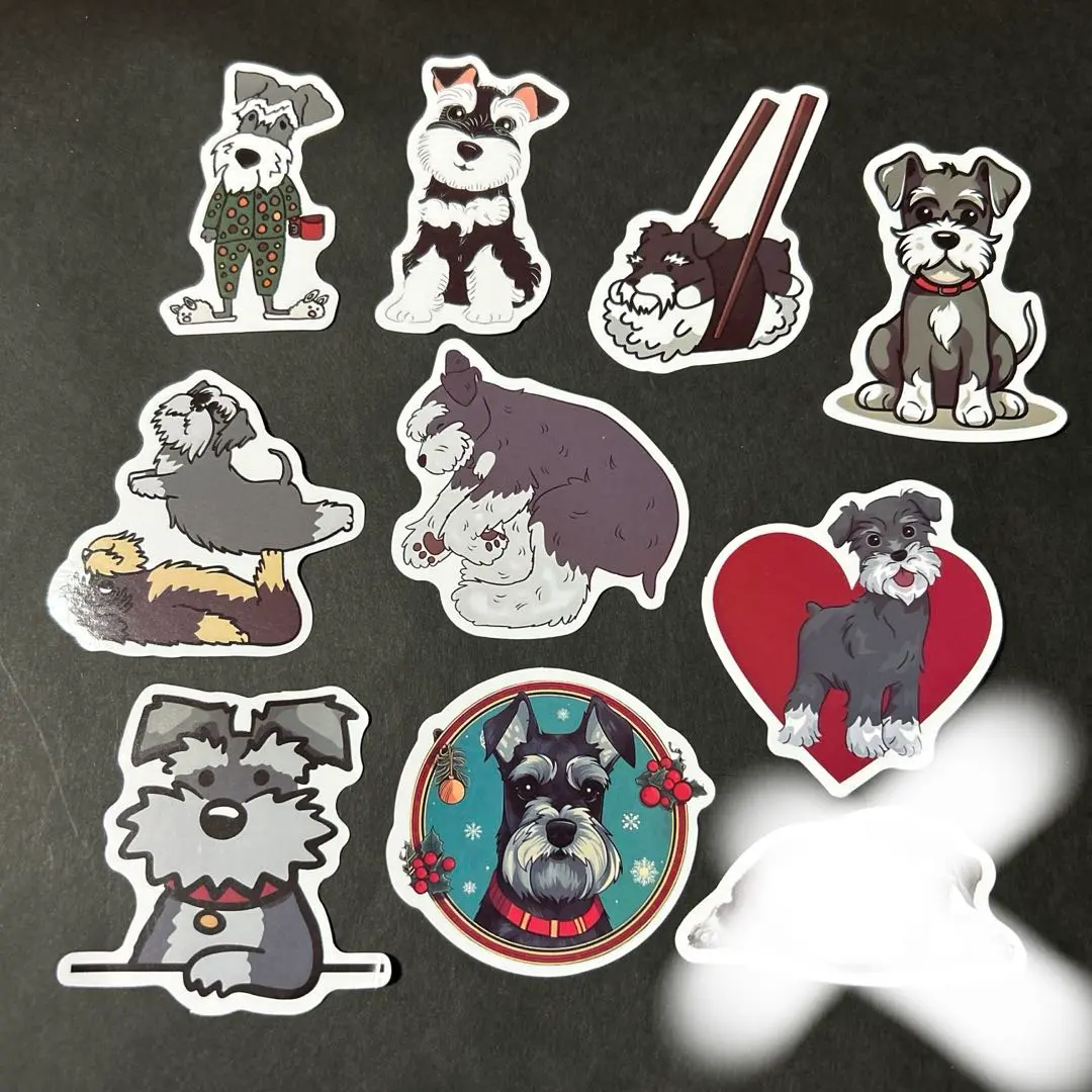 Thumbnail of Schnauzer Illustration Sticker 9-Piece Set 09