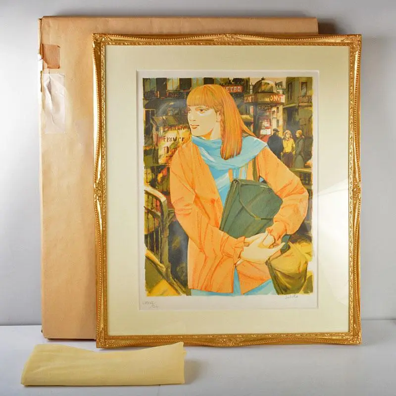 斎藤三郎　リトグラフ　女性　イザベル 真作 斉藤三郎 リトグラフ「少女イサベル」画寸 33cm×46cm 埼玉