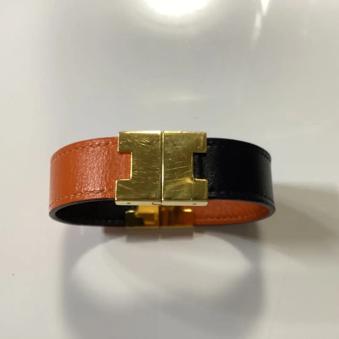 HERMES エルメス　ルーリーリング　レザー　シルバー金具　12号 HERMES エルメス ルーリー リング 指輪 カーキ シルバー レザー