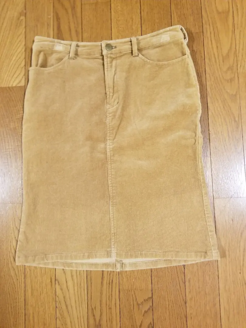 Thumbnail of Corduroy knee-length skirt, beige, stretch