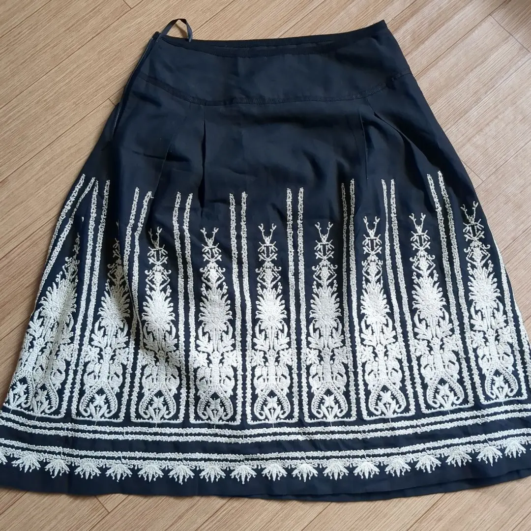 Thumbnail of Banco Embroidered Black Flare Skirt 60-64