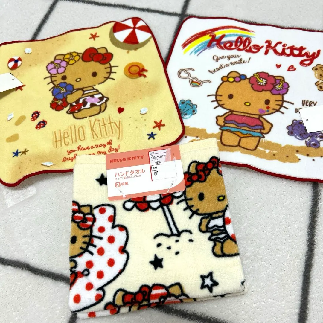 Avail 陽光下的Hello Kitty 沙灘設計 毛巾 手帕 4件套 的縮圖