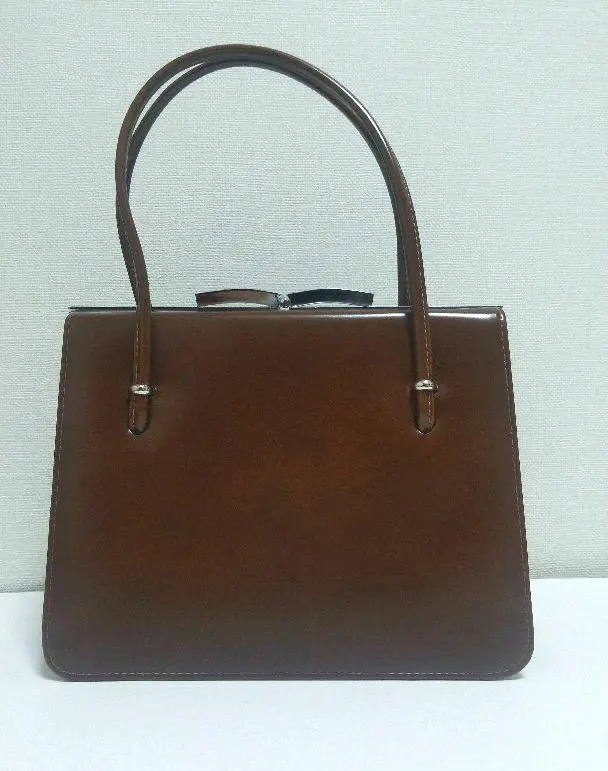 Thumbnail of ☆・Gama-guchi (clasp-closure) handbag, dark brown, retro, for Japanese and Western attire