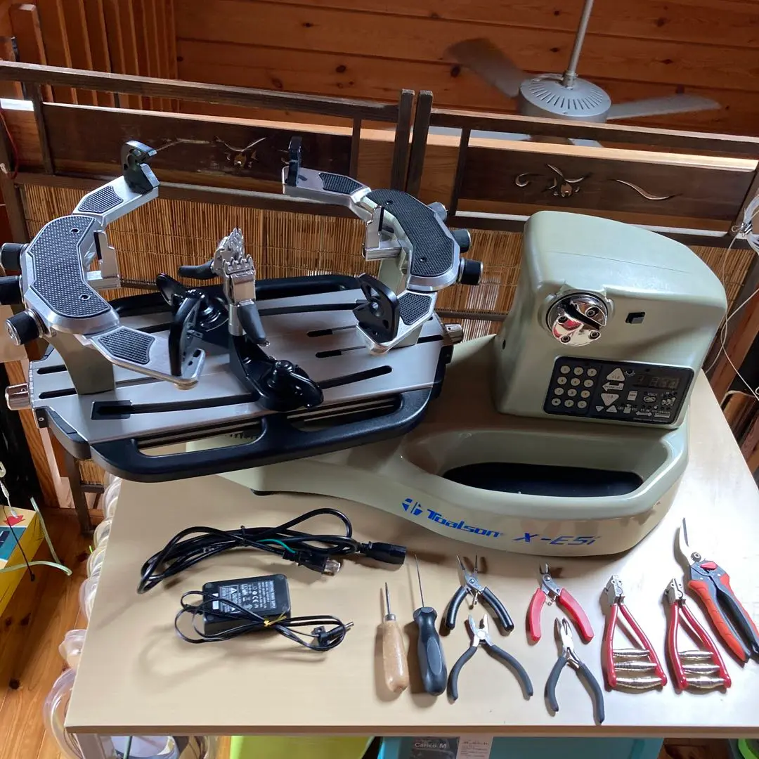 動作確認済【美品】トアルソン　テニス電動ガット張りマシン　ガット張り機スタンド付 タ*ー様 トアルソン テニス 電動ガット張りマシン ガット張り機