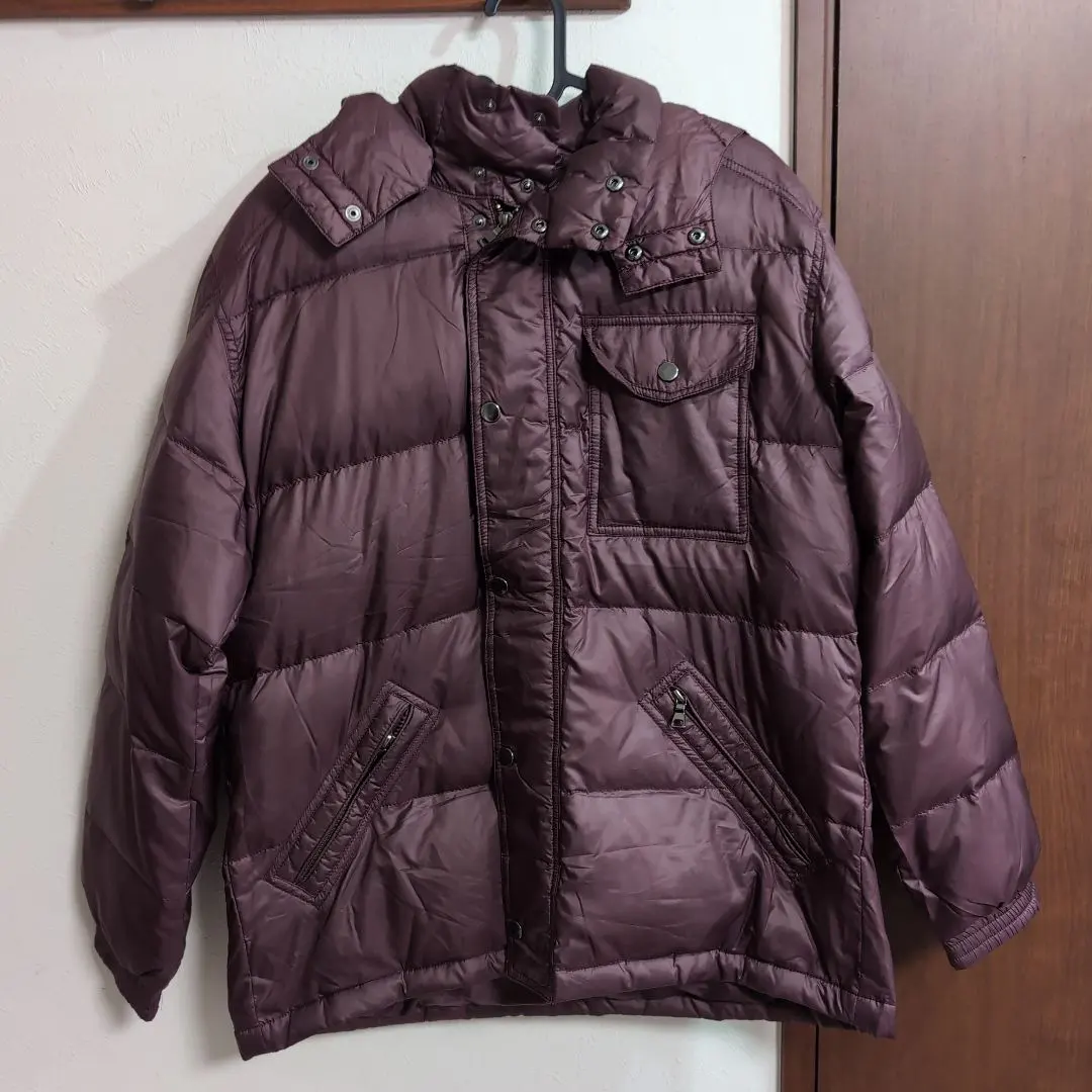 勃艮第紅 連帽羽絨外套 的縮圖