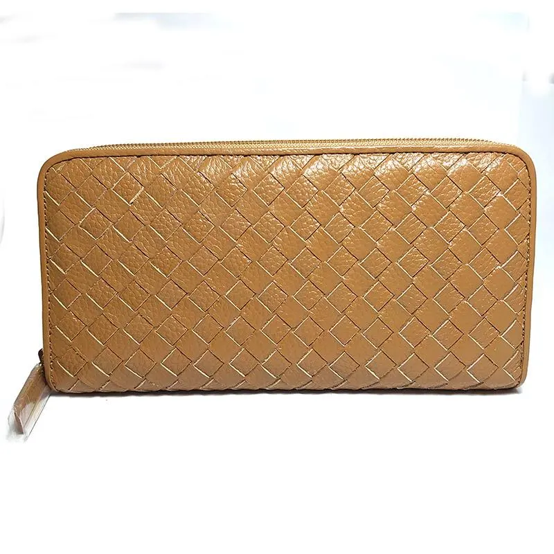 Thumbnail of Urban Research Round Zipper Long Wallet Brown Intrecciato Leather New