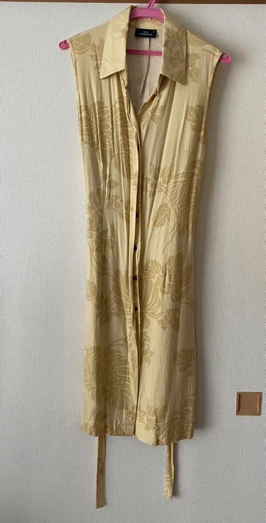 リネン100✨ジムトンプソン シャツワンピース ロング ベルト グリーン 美品 ジムトンプソン 美品 JIM THOMPSON シルク100％ ボタニカル