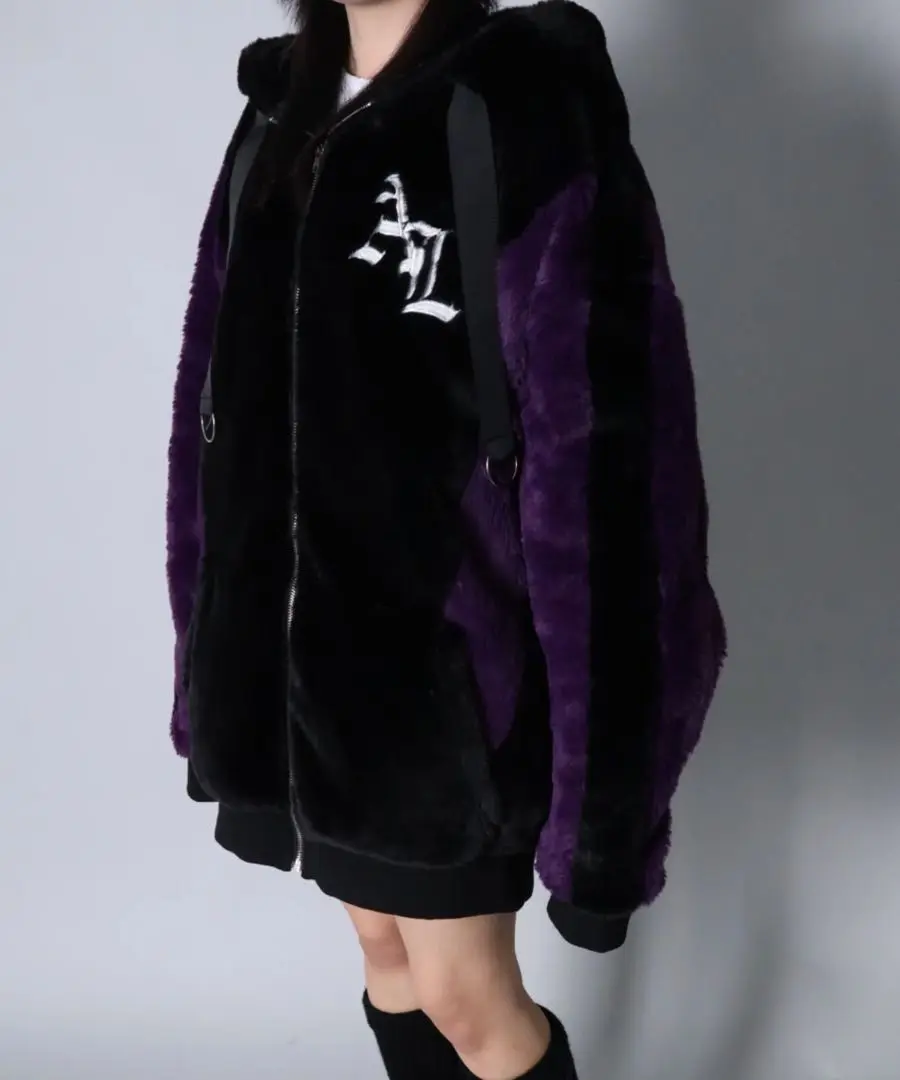 【新品】アミリージュ Amilige バイカラーファーコート ブラック×パープル バイカラーファーコート（その他アウター）｜Amilige
