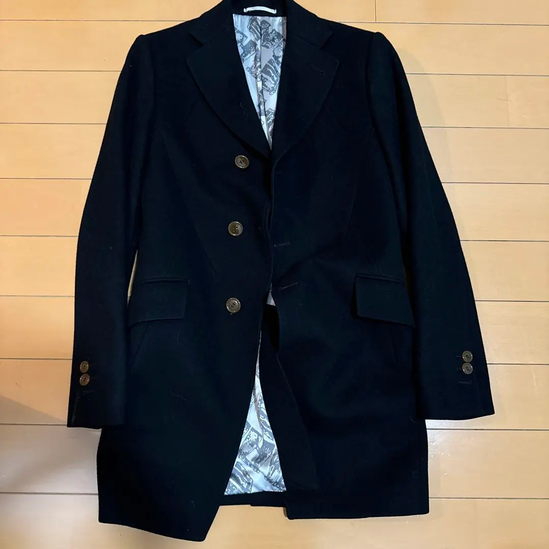 美品‼️Vivienne Westwood ダブルチェスターコート 46 ブラック Vivienne Westwood MAN ヴィヴィアンウエストウッド マン オーブ
