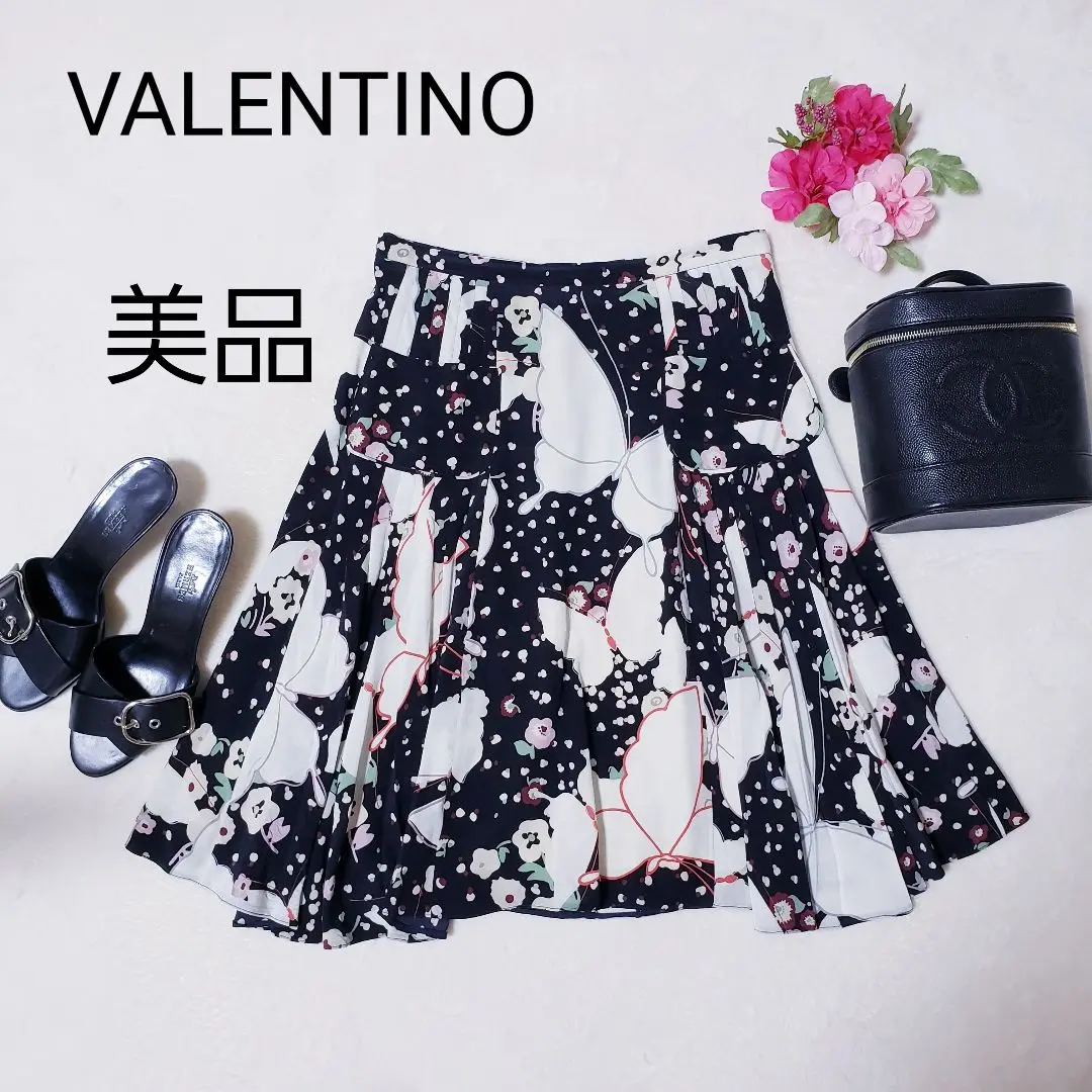 VALENTINO ヴァレンティノ プリーツ ナイロン フレア スカート VALENTINO - 極美品☆VALENTINO ヴァレンティノ RB0MD00P4M4 V