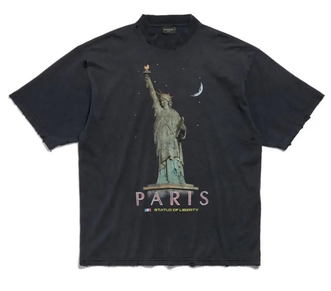 25新作 バレンシアガ Paris Liberty Tシャツミディアムフィット ホワイト の ウィメンズ PARIS LIBERTY Tシャツ ミディアム