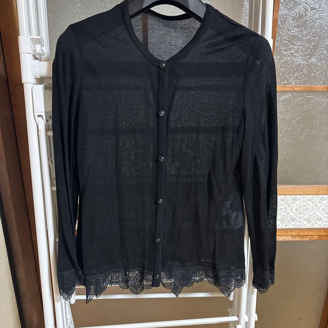Thumbnail of Léonard - Sheer black long-sleeved cardigan