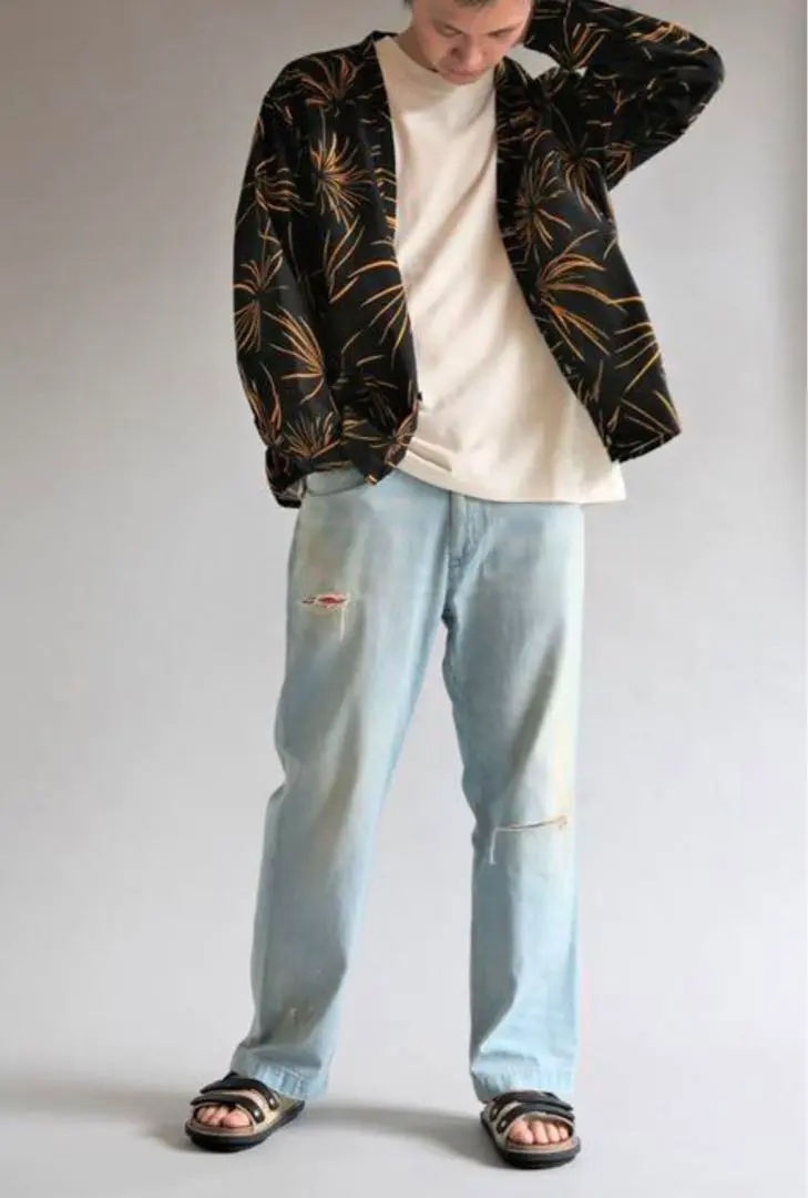 アナクロノーム　ノーカラーボアジャケット　ANACHRONORM　日本製 ANACHRONORM (アナクロノーム) NYLON PACH KINARI COVERALL