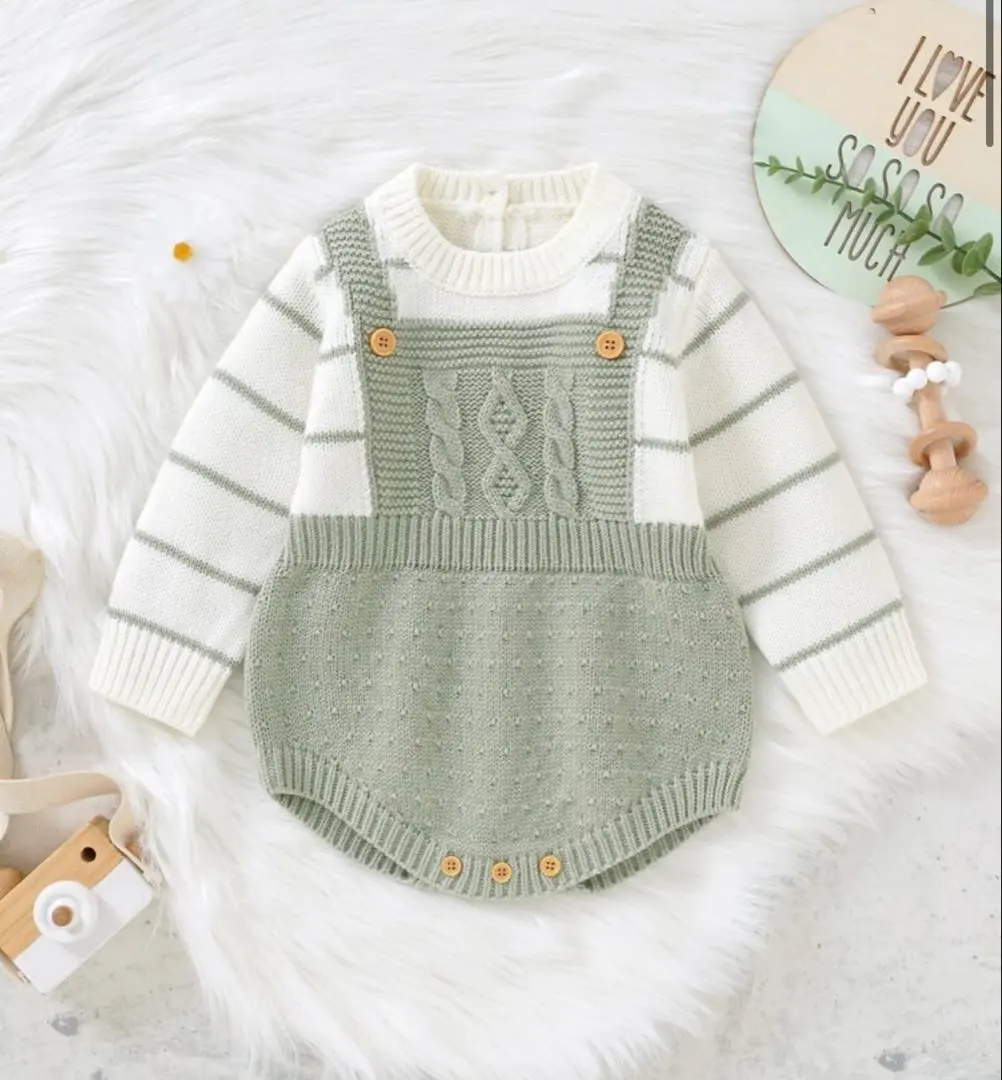 連身衣 嬰兒 冬季服裝 長袖 吊帶褲 包屁衣 的縮圖