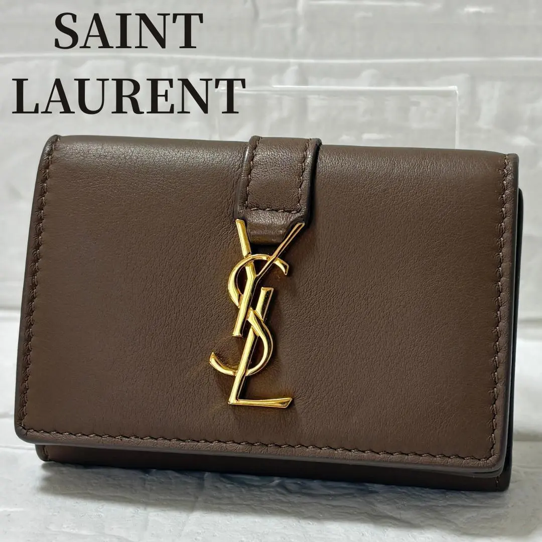 Thumbnail of Saint Laurent Compact Wallet Tri-fold Tiny Wallet Beige