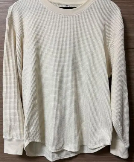 Thumbnail of Cream-colored waffle knit long-sleeved loungewear