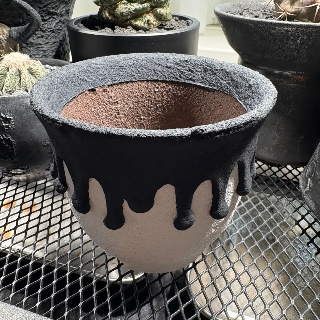 left botanical レフトボタニカル　垂れ鉢　大　アガベ　陶器鉢 Amazon.co.jp: left botanical 鉢 限定鉢 黒垂れ鉢 セット陶器鉢