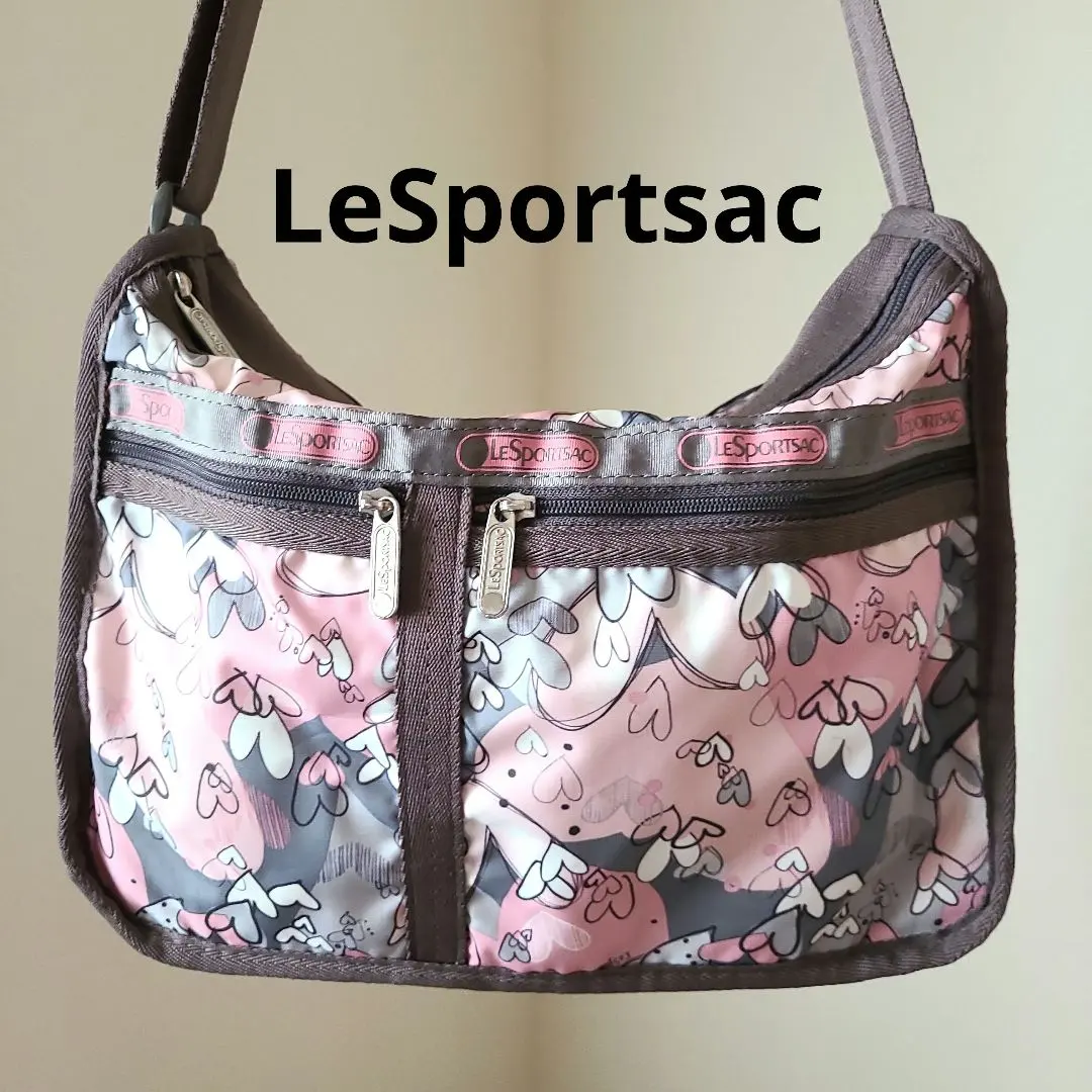 Thumbnail of LeSportsac LeSportsac Pink Gray Heart Pattern Shoulder Bag