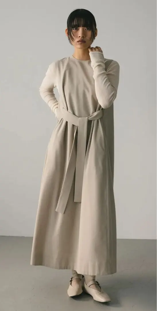 Thumbnail of STYLEMIXER Eyelash Ribbon Belt Dress - Beige