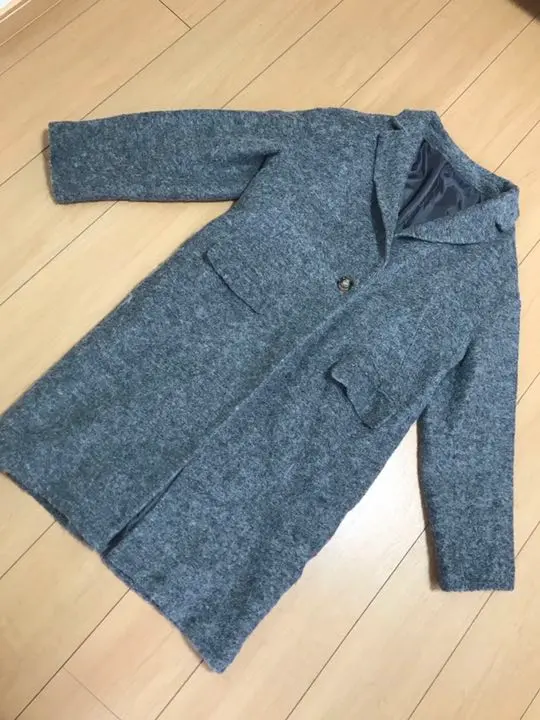 輕薄切斯特大衣 灰色 馬海毛 春季 針織外套 的縮圖